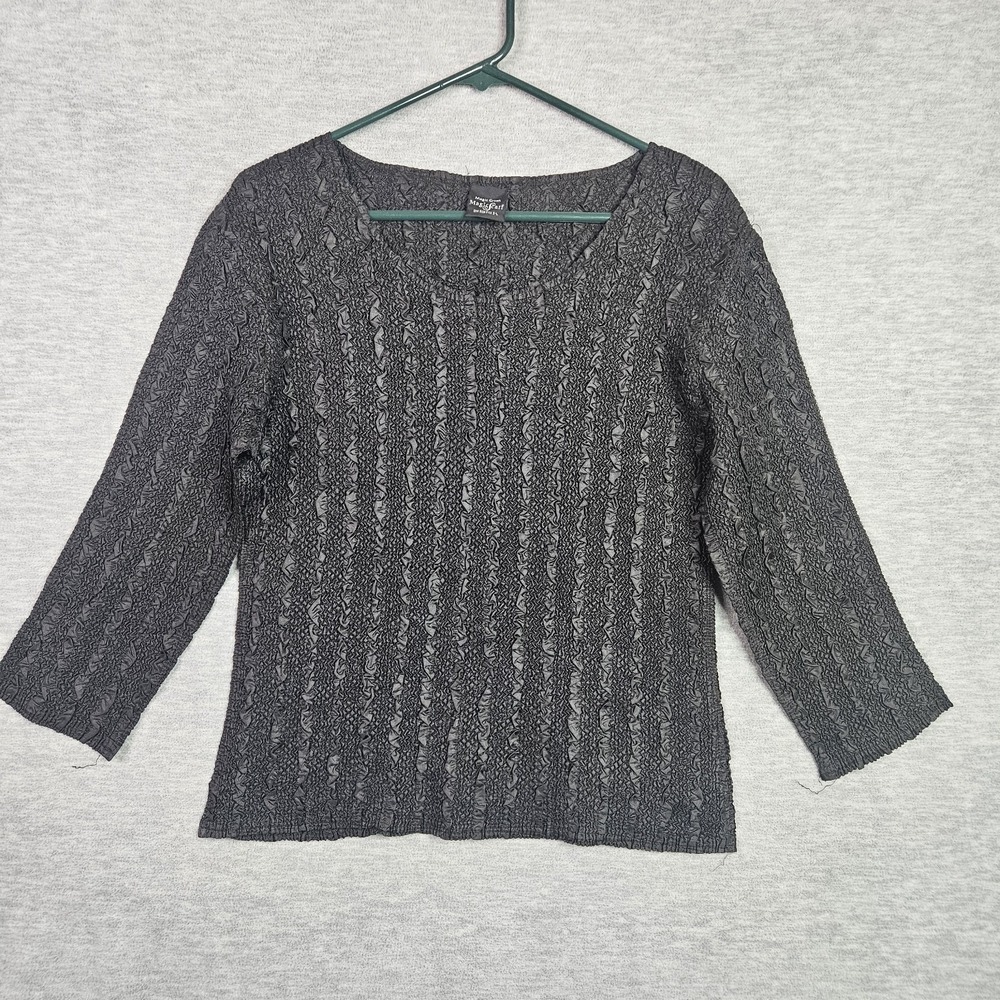 Magic Crush Magic Scarf Black Women's Round Neck Top One Size